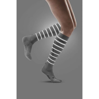 CEP Grey Reflective Running Compression Socks for Women